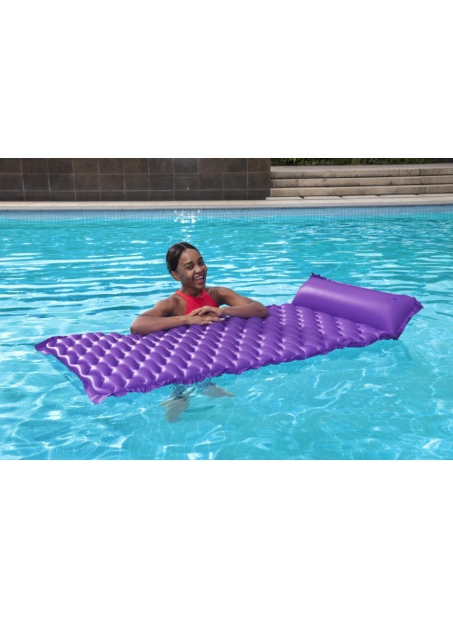 Bestway Float 'N Roll Inflatable Mat – Purple, 2.13m × 86cm – Durable Vinyl with Built-in Pillow – Supports up to 90kg - Image 3