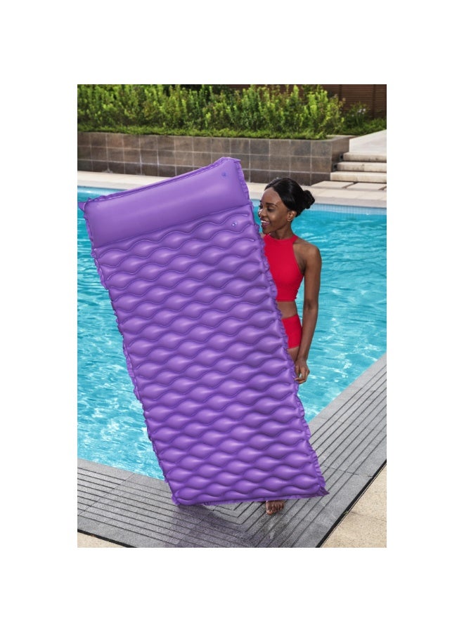 Bestway Float 'N Roll Inflatable Mat – Purple, 2.13m × 86cm – Durable Vinyl with Built-in Pillow – Supports up to 90kg - Image 4