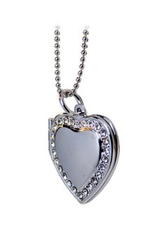 Rhinestone Heart Photo Frame Locket Necklace Clavicle Chain