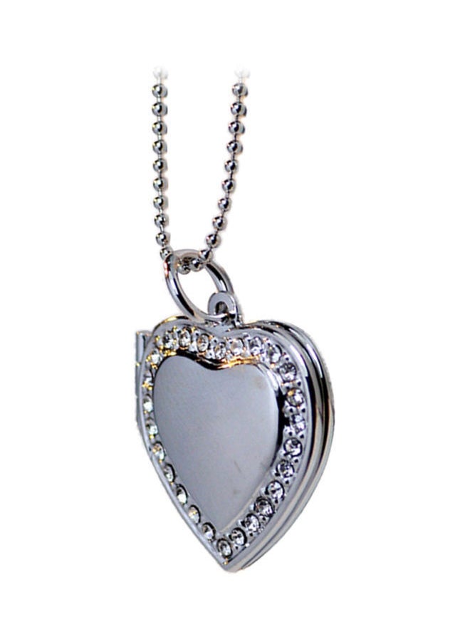 NIBEMINENT - Rhinestone Heart Photo Frame Locket Necklace Clavicle Chain - Image 1