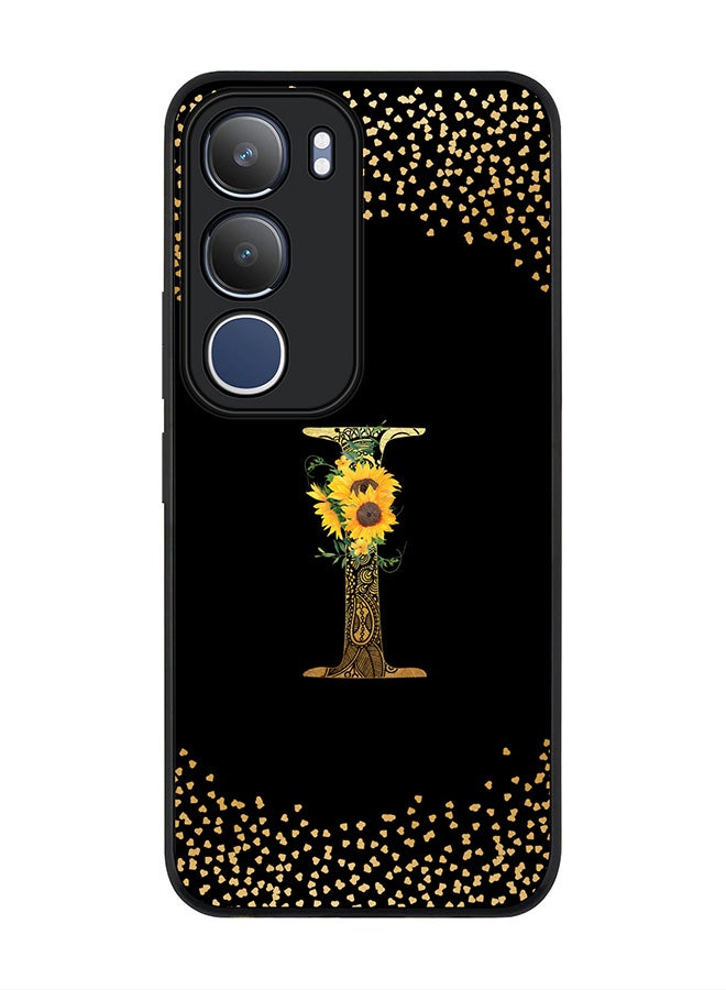 For vivo Y19s / Y19s Pro Case,Slim fit Camera Protection, Shockproof Thin Phone cover  - Custom Floral Monogram - I ( Black )