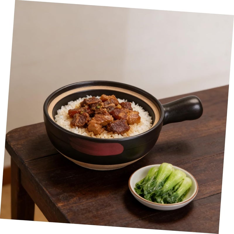 Pottery Clay Casserole Pot with Handle Non Stick Soup Cooking Pot Easy to Clean High Temperature Resistant for Stews and Rice Convenient Kitchenware for Everyday Use - Image 4