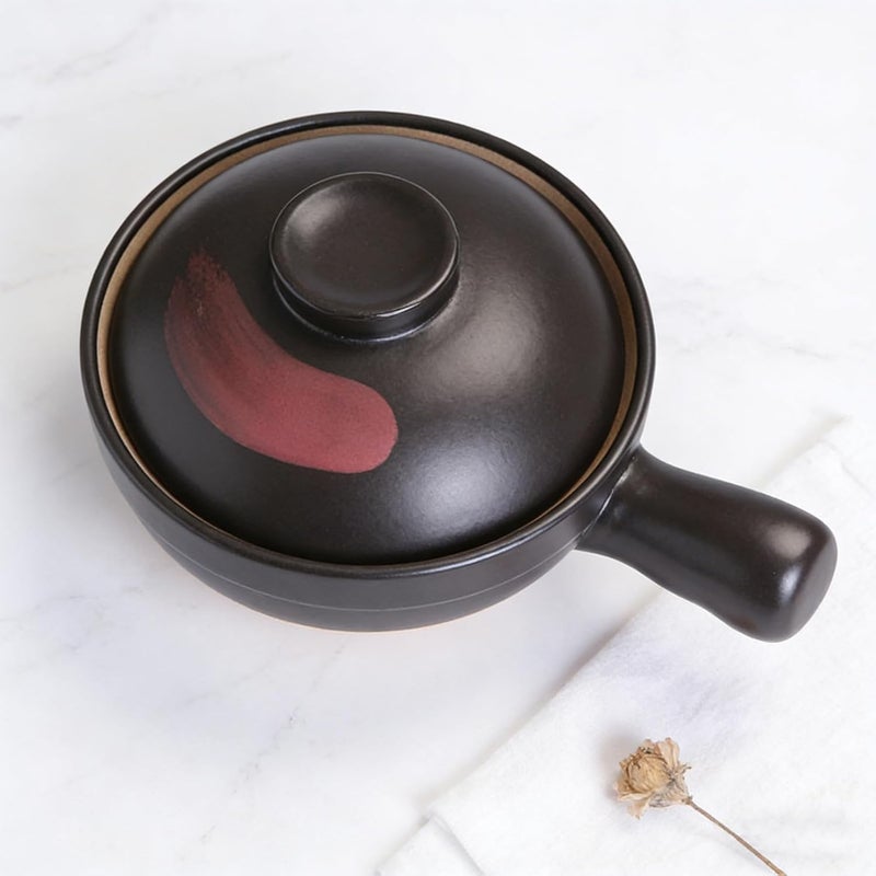Pottery Clay Casserole Pot with Handle Non Stick Soup Cooking Pot Easy to Clean High Temperature Resistant for Stews and Rice Convenient Kitchenware for Everyday Use - Image 5