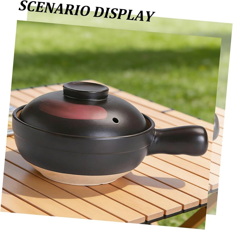 Pottery Clay Casserole Pot with Handle Non Stick Soup Cooking Pot Easy to Clean High Temperature Resistant for Stews and Rice Convenient Kitchenware for Everyday Use - Image 3