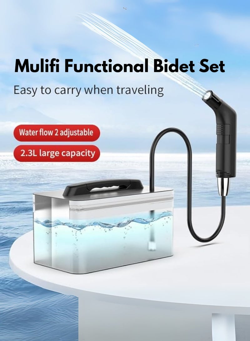 LIMOS Portable Travel Bidet Electric Rechargeable Handheld Personal Bidet Sprayer for Personal Cleaning for Toilet with 2.3 liters Water container (Black) - Image 2