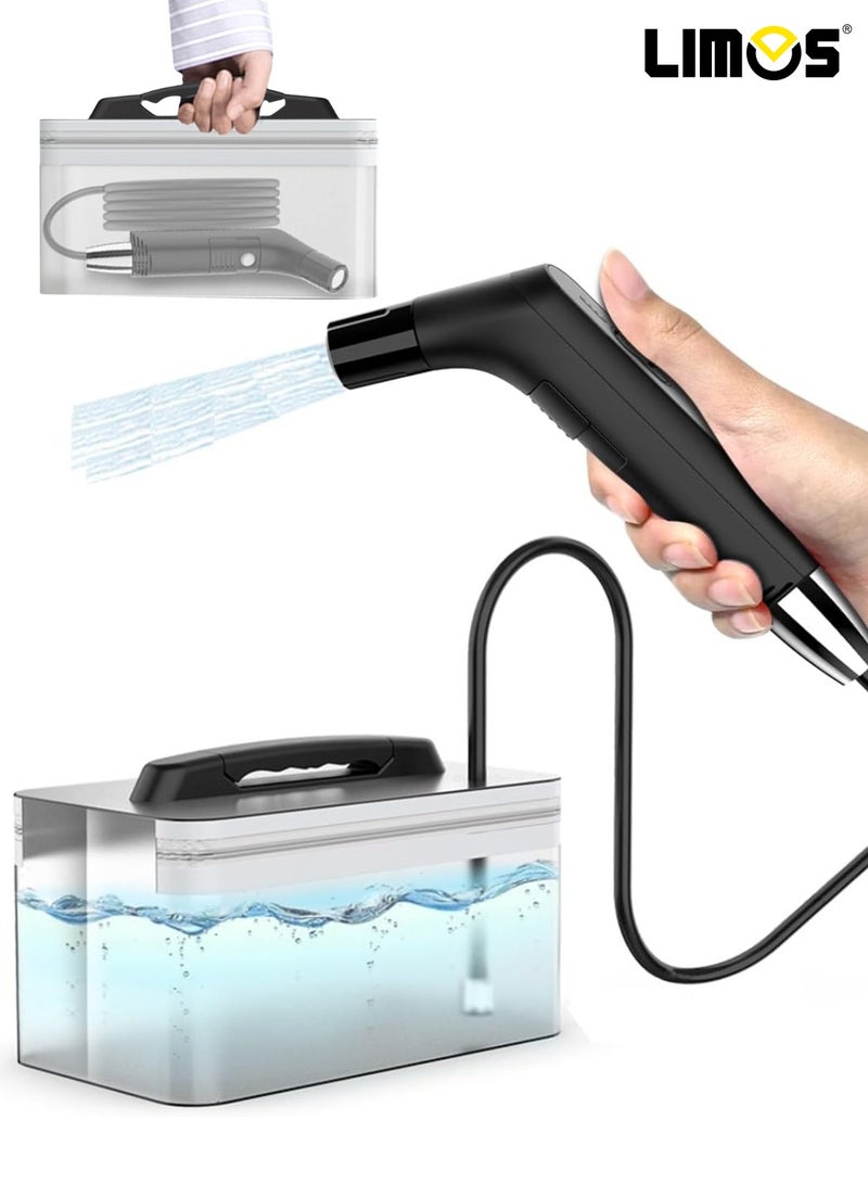 LIMOS Portable Travel Bidet Electric Rechargeable Handheld Personal Bidet Sprayer for Personal Cleaning for Toilet with 2.3 liters Water container (Black) - Image 1
