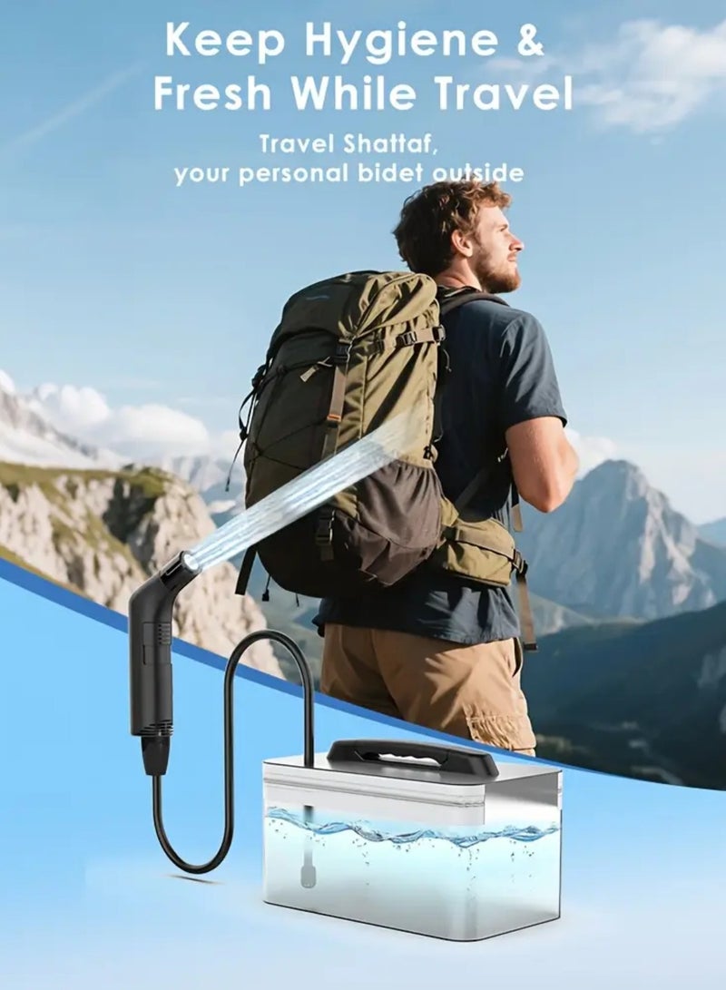 LIMOS Portable Travel Bidet Electric Rechargeable Handheld Personal Bidet Sprayer for Personal Cleaning for Toilet with 2.3 liters Water container (Black) - Image 4