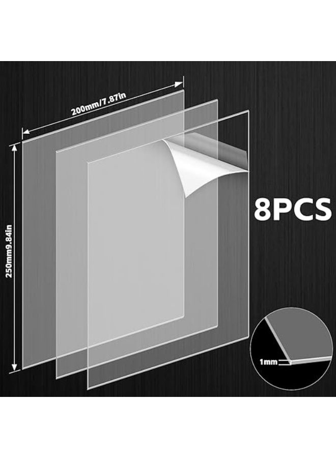 Slasa SLASA Pack of 8 Acrylic Glass Panels, Transparent Plexiglass Panel, 25 x 20 cm, Plexiglass 1 mm, Acrylic Plate for Photo Frame, Painting, Project Exhibition, DIY Projects, Road Maps, Table Signs - Image 5