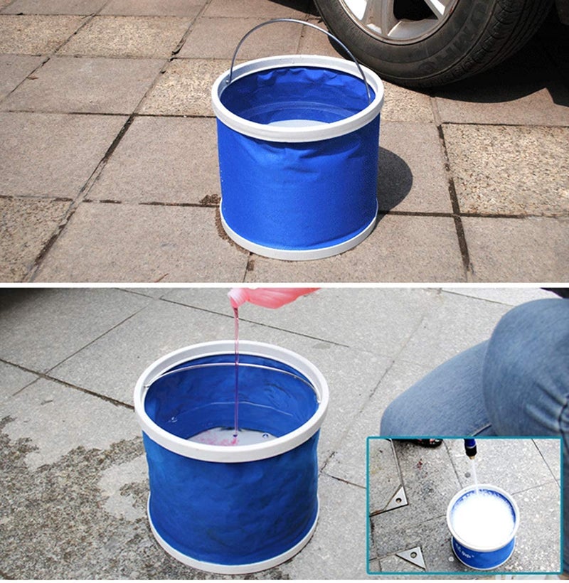 JEMICA Oxford Material with PVC Waterproof Coating Portable Foldaway Water Bucket Collapsible Foldaway Bucket Portable Foldable Water Pail for Outdoor Camping - Image 3