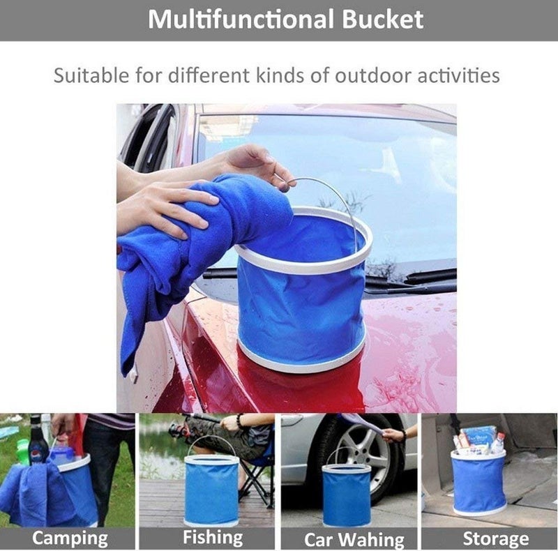 JEMICA Oxford Material with PVC Waterproof Coating Portable Foldaway Water Bucket Collapsible Foldaway Bucket Portable Foldable Water Pail for Outdoor Camping - Image 4