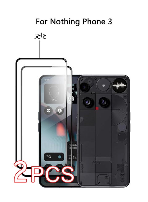 2 Pack Screen Protector for Nothing Phone 3, Full Coverage Black Edge Tempered Glass Film Easy to Install, No Bubble, Case Friendly, 9H Anti-Scratch