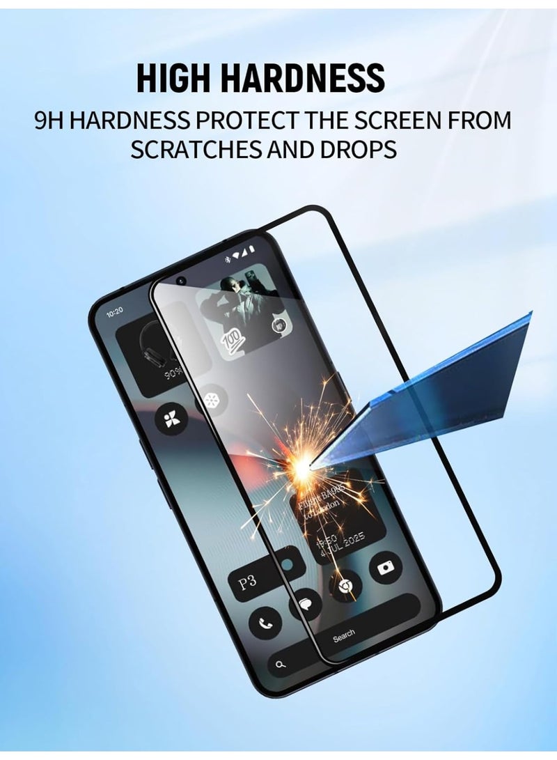 2 Pack Screen Protector for Nothing Phone 3, Full Coverage Black Edge Tempered Glass Film Easy to Install, No Bubble, Case Friendly, 9H Anti-Scratch - Image 3