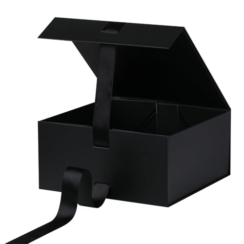 OEMVALATY Black Gift Box,6x6x3 Inches Gift Boxes with Lids for Presents with Magnetic Closure and Ribbon for Wedding,Storage,Birthday - Image 3