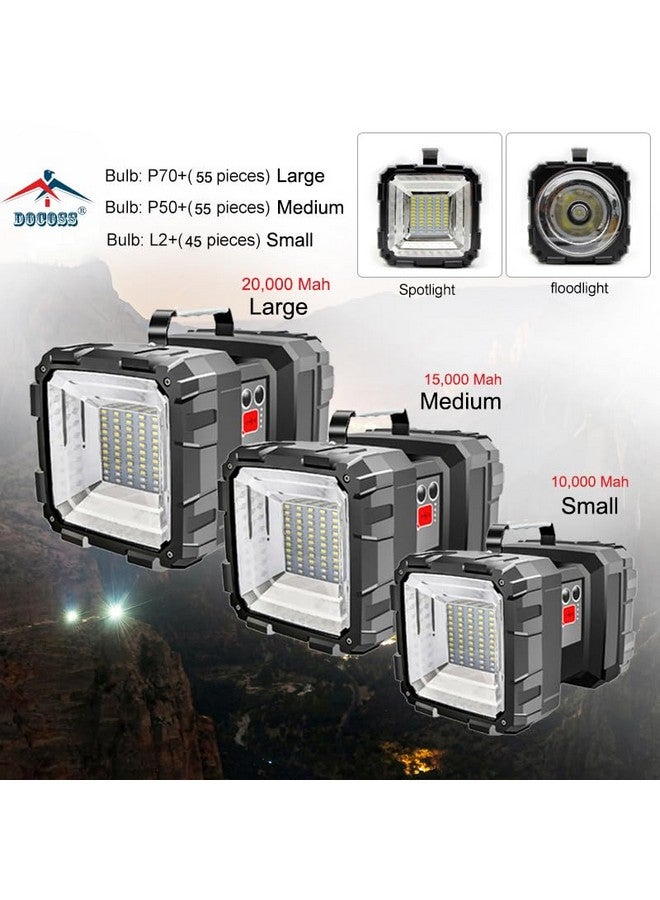 DOCOSS 2 In 1 Torch Light High Power Long Distance Rechargeable Torch Lights Wth Emergency Lights,Water Resistant Camping Light (P50 Led + 55 Smd)(Black-Medium) - Image 3