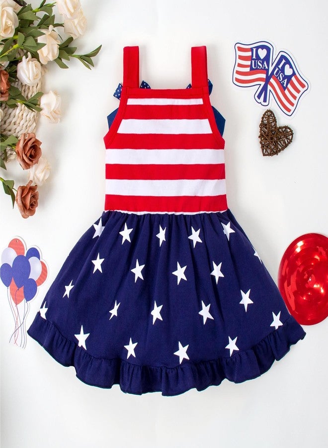 Magic Park 6M-12Y Toddler Independence Day Dress Girl 4th of July Outfits Kid Girls Stars Stripes Dresses Patriotic Clothes (18 Months, Red-Blue) - Image 3