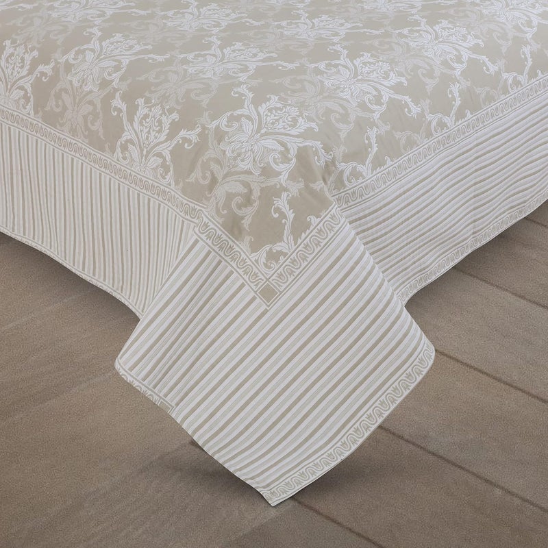 Victor Victor King Size Light Weight Super Soft Easy Care Necklace Pattern 4 Sided Border BedsheetBed Cover with 2 Pillow Covers 91X106 Inch Cream Beige  - Image 4