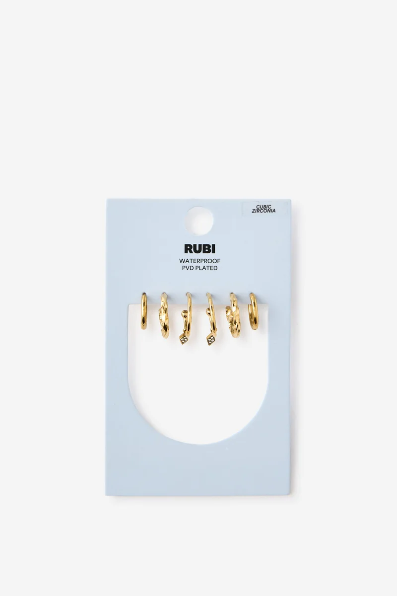 Rubi  Waterproof 3Pk Mid Earring for Women | Best Price UAE