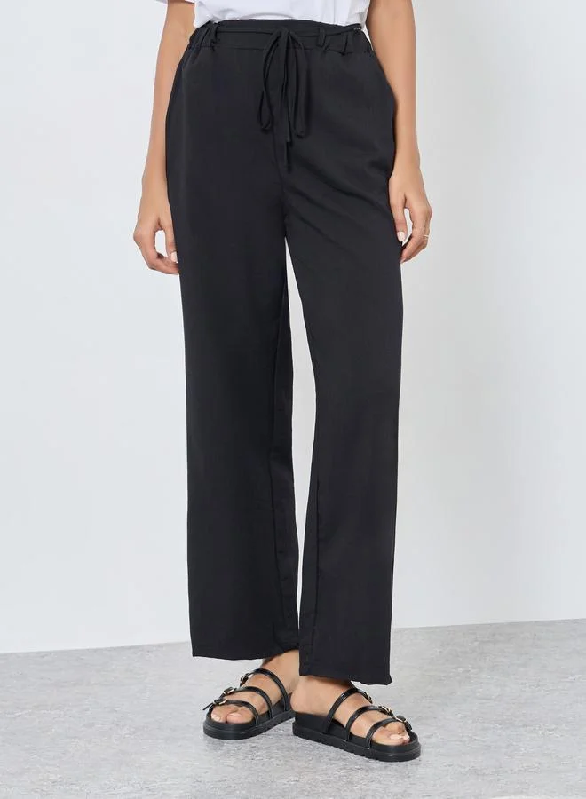 تايك تو Take Two Solid Wide Leg Joggers with Drawstring Waistband