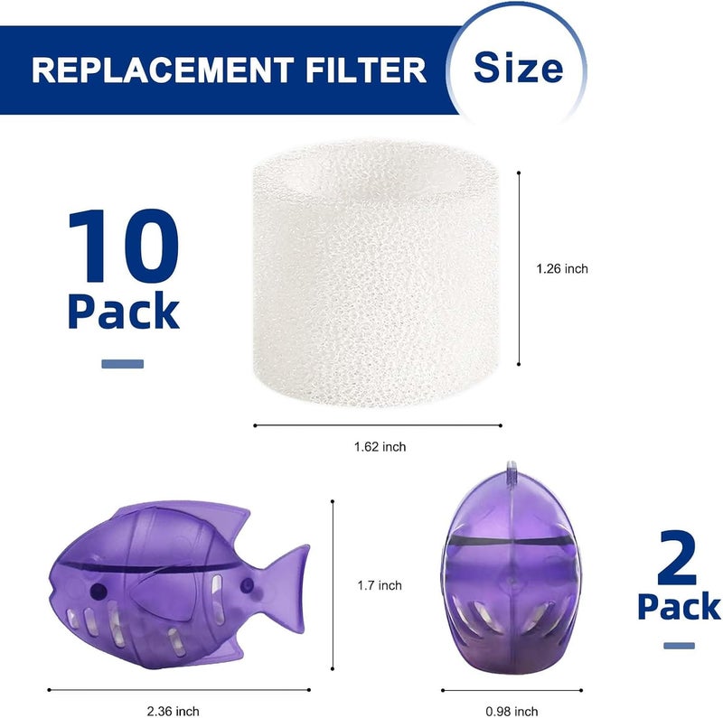 ADDFRESH Top-Fill Humidifier Replacement Filter Compatible with Levoit Dual150 Dual200S Classic160 Classic300(S) LV600S LV600HH OasisMist450S OasisMist600S Superior 6000S - 10 Filters and 2 Clean Fish - Image 4