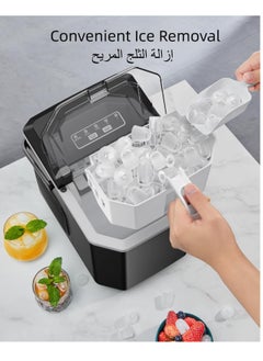 نيوب آلة الجليد المحمولة، صانع الجليد الأوتوماتيكي المنزلي الصغير، آلة صنع الجليد مع وظيفة التنظيف الذاتي، تشمل السلة والملعقة  - Image 3