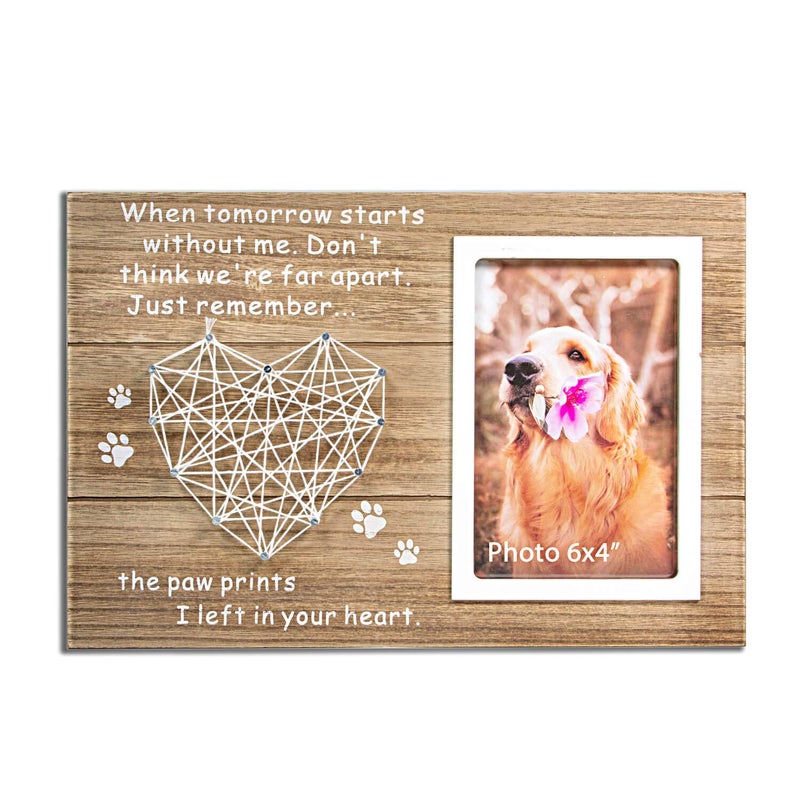VILIGHT Dog Cat Memorial Gifts Paw Prints Sympathy Picture Frame for Pet Loss 4x6 Inches Photo