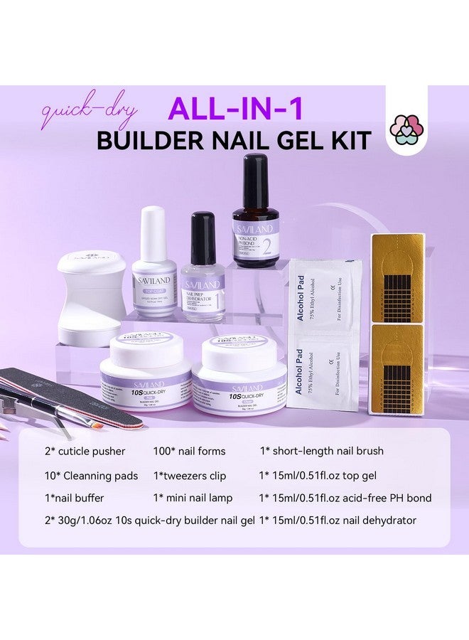 Saviland Quick-Dry Builder Nail Gel Kit - Clear Pink Builder Hard Gel With Mini Uv Light, Top Gel, Nail Dehydrator, Non-Acid Ph Bond Primer And Nail Extension Application Tools For Beginners - Image 2