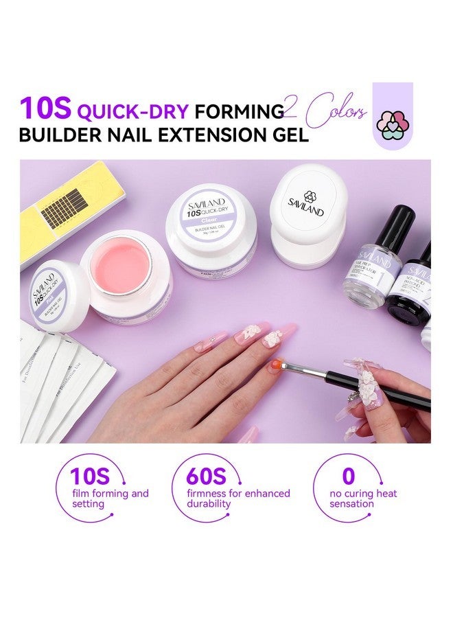Saviland Quick-Dry Builder Nail Gel Kit - Clear Pink Builder Hard Gel With Mini Uv Light, Top Gel, Nail Dehydrator, Non-Acid Ph Bond Primer And Nail Extension Application Tools For Beginners - Image 4
