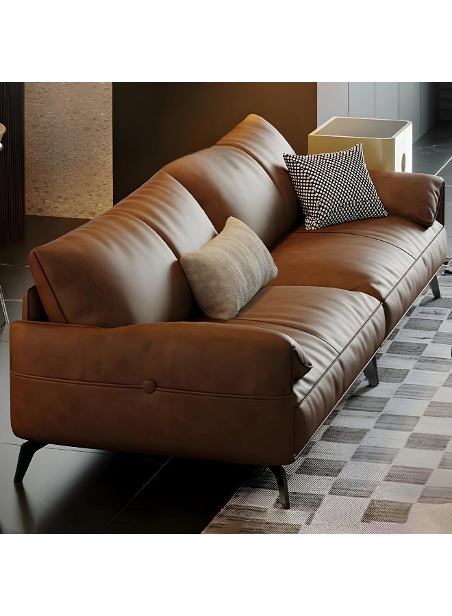 Comfynest أريكة مودرن من الجلد الصناعي البني كومفينيست مع ذراع علوية مريحة - Image 2