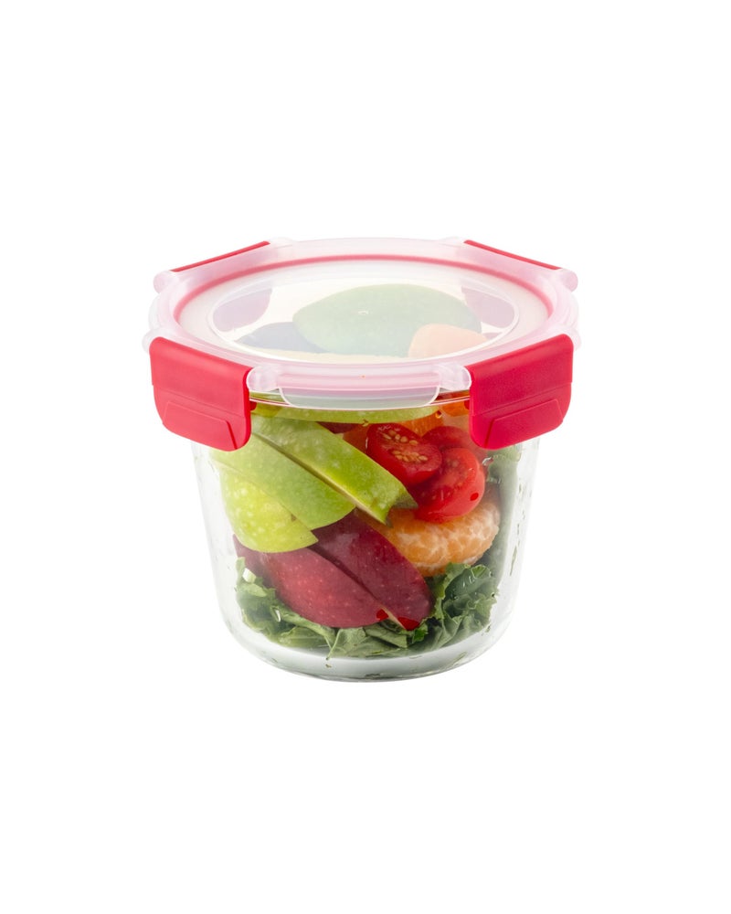 DUBBLIN Lock Me Up Glass Heat Resistant Borosilicate Glass Container 700ml - Round, Clear | Oven, Freezer & Microwave Safe Storage Solution (1 Piece) - Image 1