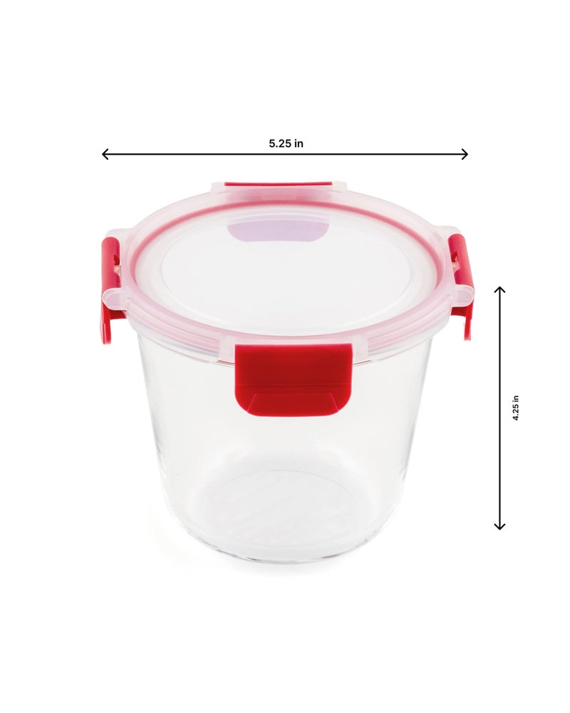 DUBBLIN Lock Me Up Glass Heat Resistant Borosilicate Glass Container 700ml - Round, Clear | Oven, Freezer & Microwave Safe Storage Solution (1 Piece) - Image 3