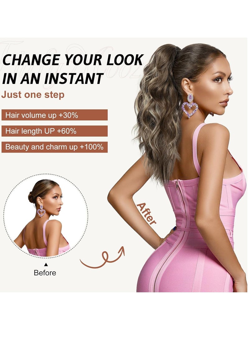 general Ponytail Extension, Wavy Claw Clip Ponytail Extensions Shoulder Length Curly Wavy Claw Clip in Ponytail Hair Extensions Synthetic Fake Pony tails Hairpieces  - Image 5