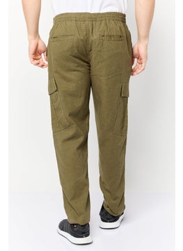 Threadbare Men Regular Fit Plain Cargo Pants, Dark Olive  - Image 4