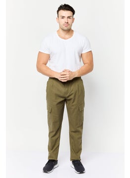 Threadbare Men Regular Fit Plain Cargo Pants, Dark Olive  - Image 2