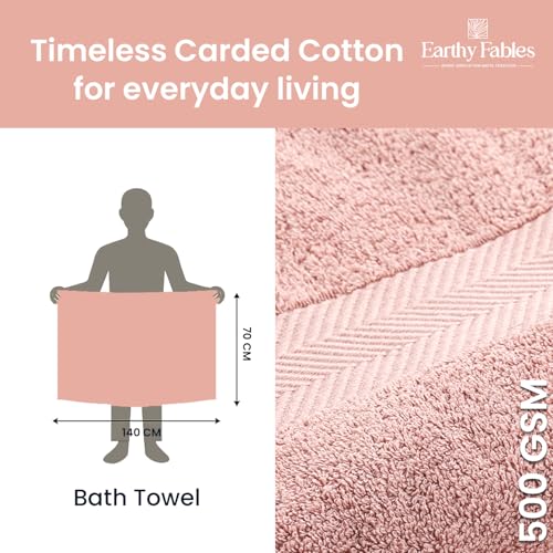 Earthy Fables Nebula Bath Towel – Pure Carded Cotton, Soft, Absorbent, Quick Dry & Skin-Friendly Towel, 140 x 70 cm, 500 GSM – Blush - Image 5