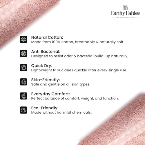 Earthy Fables Nebula Bath Towel – Pure Carded Cotton, Soft, Absorbent, Quick Dry & Skin-Friendly Towel, 140 x 70 cm, 500 GSM – Blush - Image 3