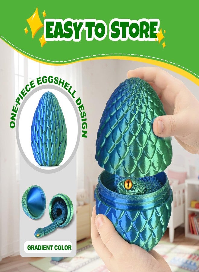 Tangting phoenix 12" 3D Printed Snake Egg - Poseable Serpent Fidget Toy & Reusable Treasure Chest, Cool Desk Decor for Teens, Great for Back to School, Summer Camp & Birthday Gifts (Blue-Green) - Image 4