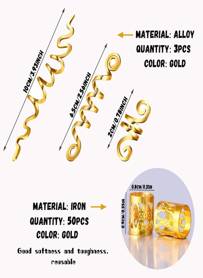 Snmzlc 53 Pcs Gold Hair dreadlock hair beads hair jewelry for braids accessories for Women Men Hair Accessories Styling Tools US189 - Image 2