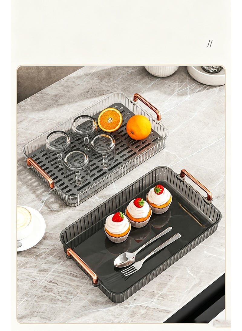 Serving Tray, 40×25cm Large Capacity Food Tray with Drain Layer, Dessert Tray for Coffee, Cake, Tea, Cup, Food - Image 5
