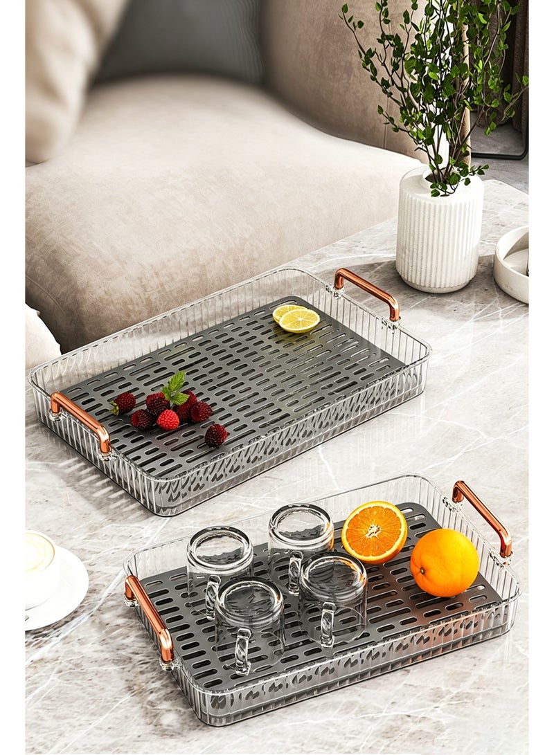 Serving Tray, 40×25cm Large Capacity Food Tray with Drain Layer, Dessert Tray for Coffee, Cake, Tea, Cup, Food - Image 4