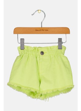 Lefties Toddlers Girls Plain Denim Shorts, Lime Green  - Image 1