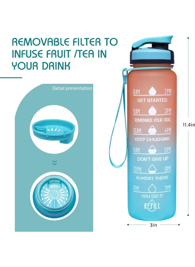 نيبمينينت زجاجة ماء كبيرة بسعة 1 لتر مع علامات توقيت تحفيزية - Image 3