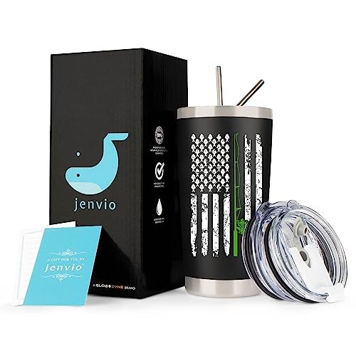 JENVIO Fishing for Men | Stainless Steel Travel Tumbler/Mug with 2 Lids and 2 Straws for Coffee or Cold Drinks | Funny Fly Fisherman Decor Themed Stuff Valentine's Day Gift (20 Ounce) - Image 2