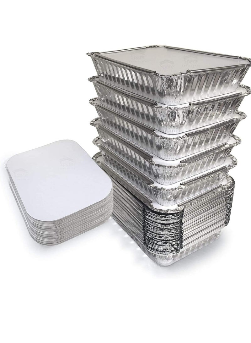 Raxoom Aluminium Foil Food Storage Disposable Containers 1850 ml (Large) with Lid pack of 25 Pieces. - Image 4