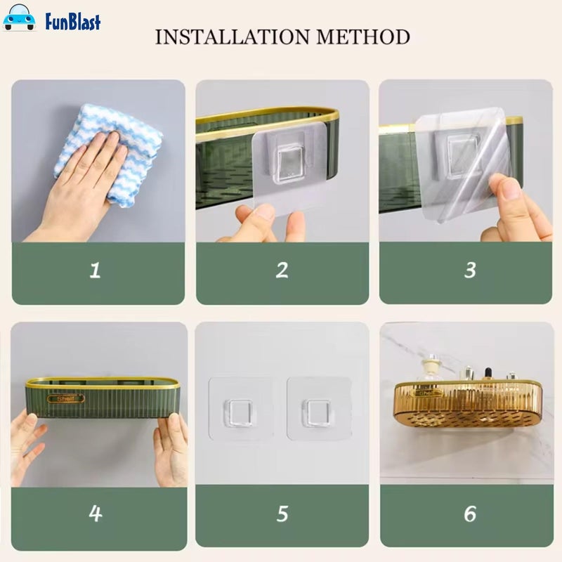 FunBlast Self Adhesive Bathroom Shelf for Wall, Shelf Organizer, Kitchen Shelf with Magic Stickers, Multipurpose Wall Mount Bathroom Shelf and Rack for Home and Kitchen - Random - Image 3