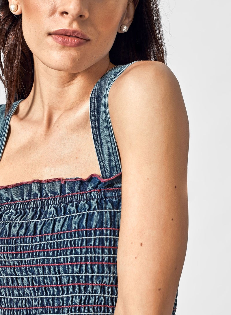 The Label Life Denim Ruffle Sleeveless Top - Image 3