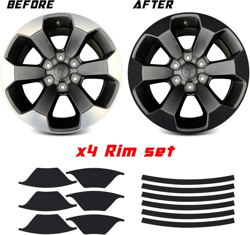 Gomu Full Wheel Overlay Rim Accent Vinyl Decal Wrap for Ram Rebel 2019 2020 - Matte Black - Image 2
