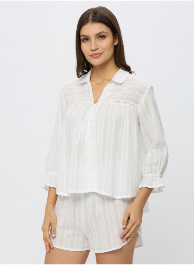 AMMARZO Cotton Dobby Night Wear Set for Women – Lightweight Breathable Summer Sleepwear with Relaxed Fit Top & Shorts – Soft, Comfortable Casual Loungewear for Home and Travel - Image 4