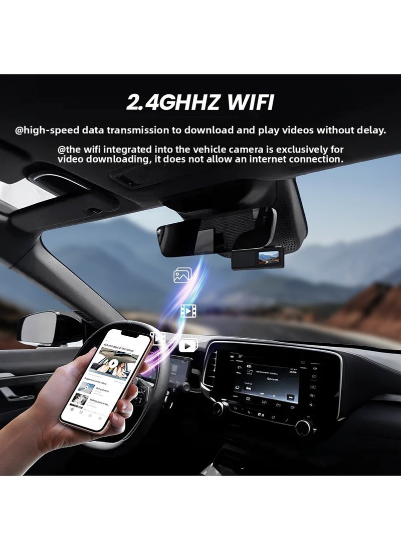 2K Dash Cam for Cars Front and Rear Dual Lens Front 2K Rear Lens 1080P Built-In WiFi G-Sensor With GPS Car DVR Video Recorder 24H Parking Mode with 64G Card