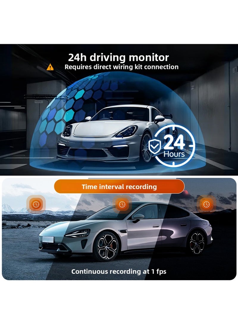 2K Dash Cam for Cars Front and Rear Dual Lens Front 2K Rear Lens 1080P Built-In WiFi G-Sensor With GPS Car DVR Video Recorder 24H Parking Mode with 64G Card