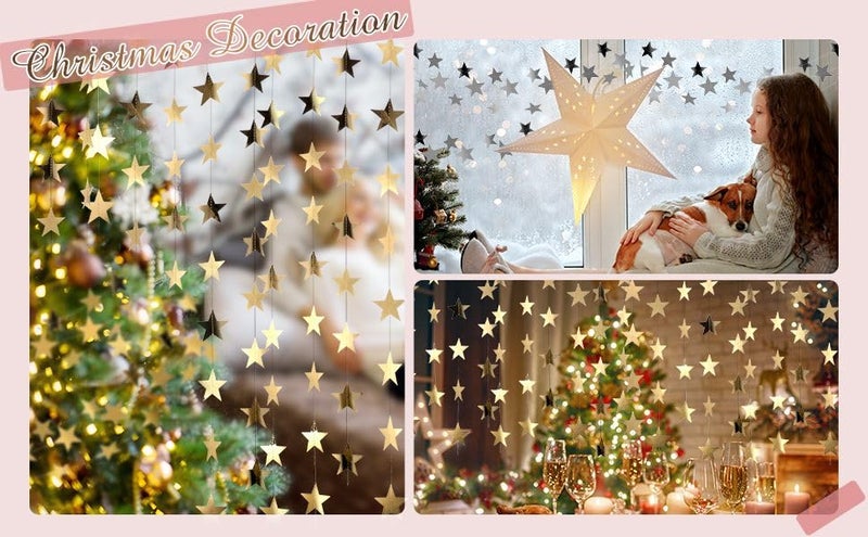 TOYXE Golden Star and Heart Paper Frills Garland Set of 8 Hanging Decoration for Love Theme Parties, Anniversary, Baby Shower, Welcome Baby, Birthday & Christmas Ladi for Wall & Ceiling Decor - Image 4